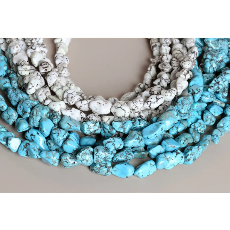 

Blue/white 8-12mm/15-25mm Turquoise Nugget Gemstone Loose Beads Strand 15"