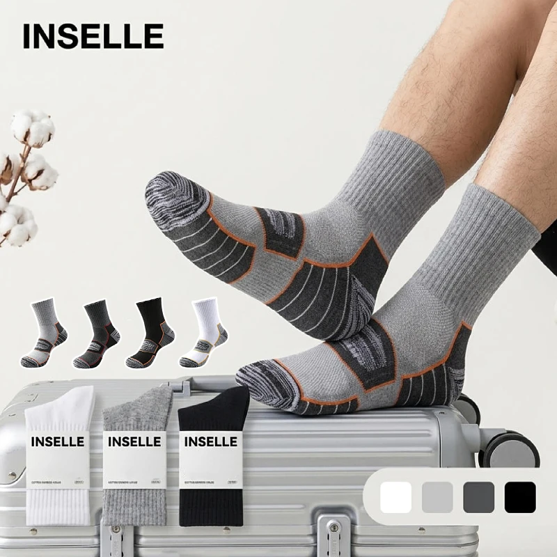

12 Pairs INSELLE Men's Athletic Crew Socks, Cushioned Arch Support Odor Control Moisture Wicking Running Basketball Socks