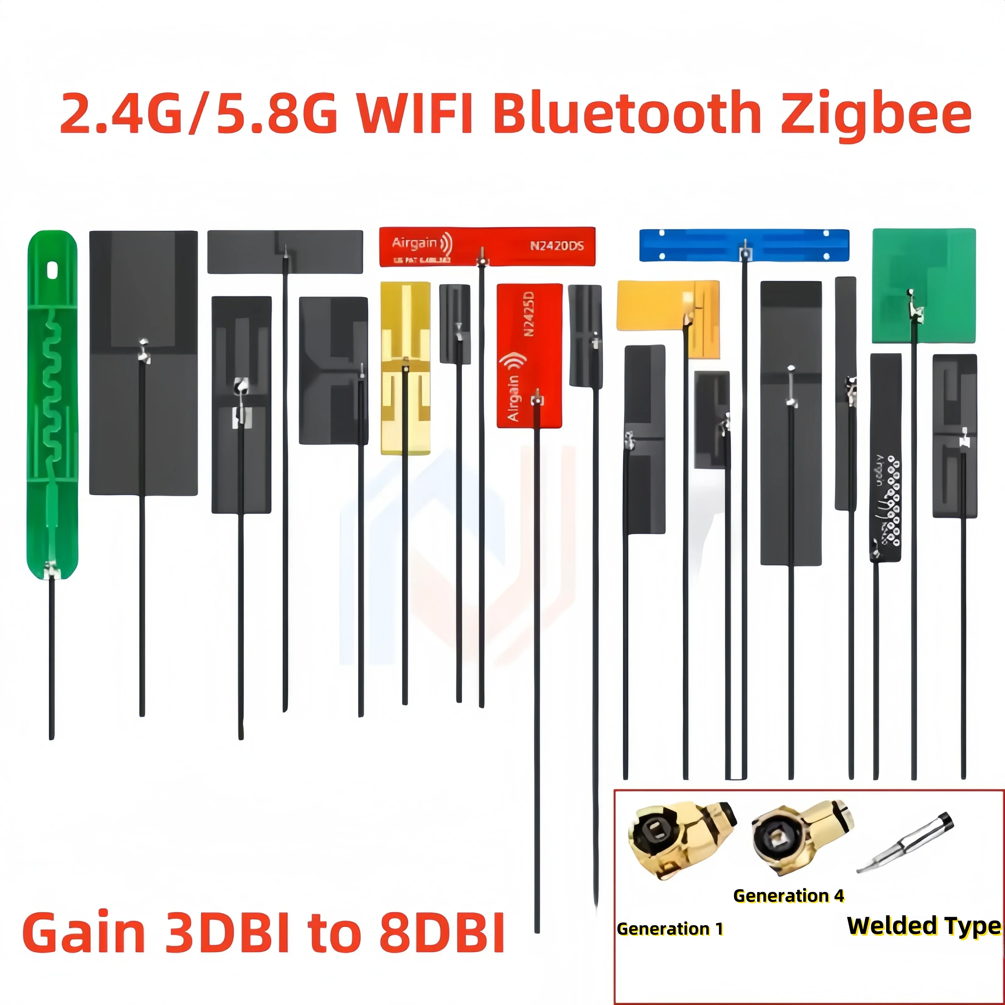 5 sztuk/partia 2.4G 5G 5.8G podwójna częstotliwość z wbudowaną miękką tablicą FPC Wifi Bluetooth PCB Patch antena o wysokim wzmocnieniu