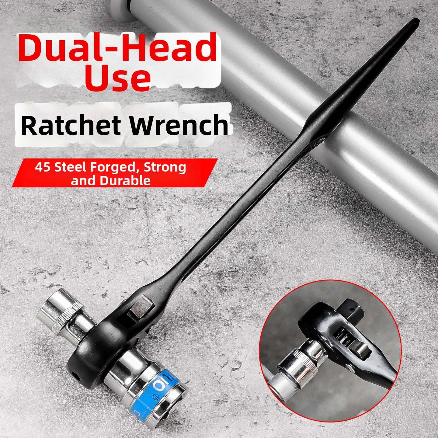 Multi SpecificationsCRV Ratchet Wrench Reversible Pointed Tail Spanner Industrial Grade Multifunction Hand Repair Tool Kit Heavy