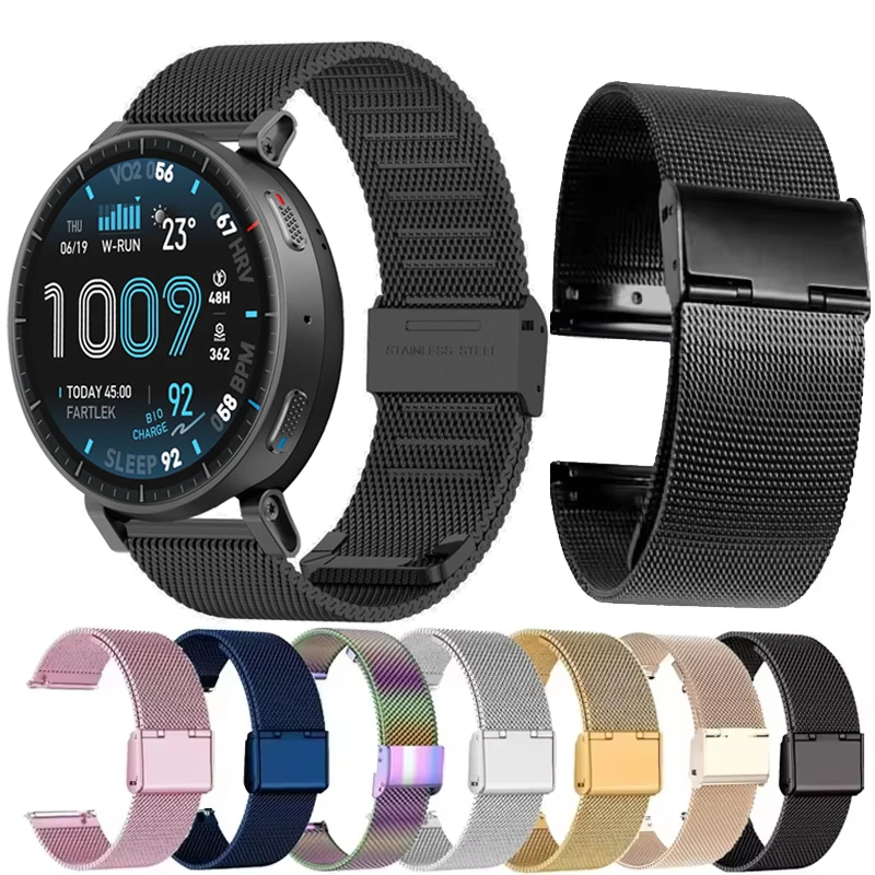 20mm 22mm Milanese Loop For Amazfit Active Max Metal Band For Amazfit GTR Bip 6 5 3/T-Rex 3 Pro 44 48mm/Helio/Active 2/Balance 2