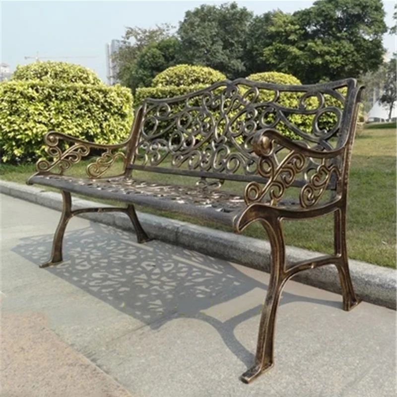 47 inch Cast aluminum Public garden long bench park chair path chair patio porch chair for outdoor backyard all weather on sale