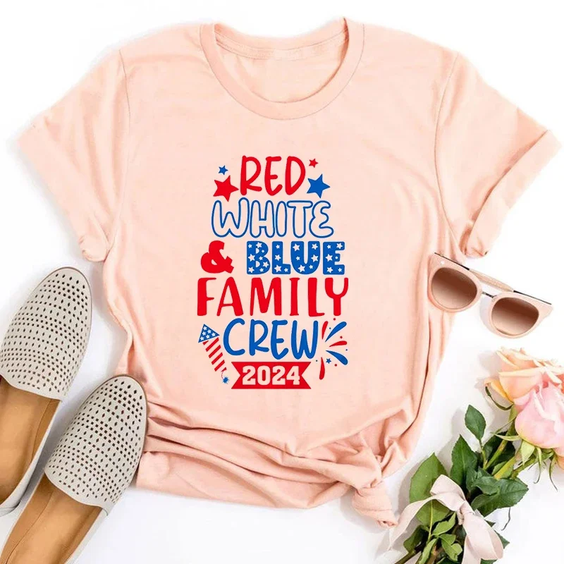 

4th of July Tshirt Family 2024 Red White & Blue Tops Goth Fourth of July Tee Patriotic Shirts 4th of July Family Clothes m