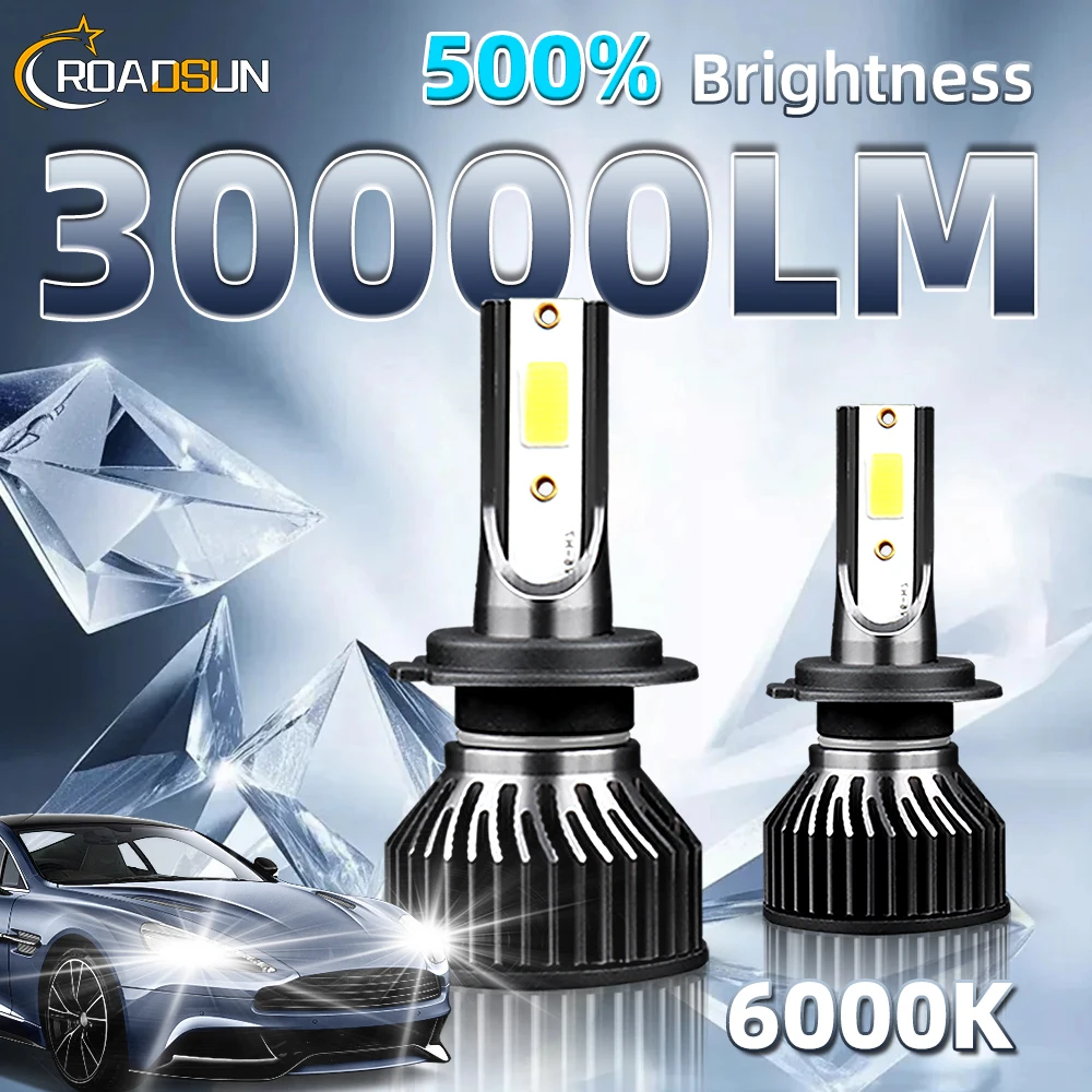 

300W Turbo Auto Headlamp Bulbs 30000LM H1 H3 H4 H7 H8 H9 H11 9005 HB3 9006 HB4 9007 Front Lights 12V 6000K White LED Headlights