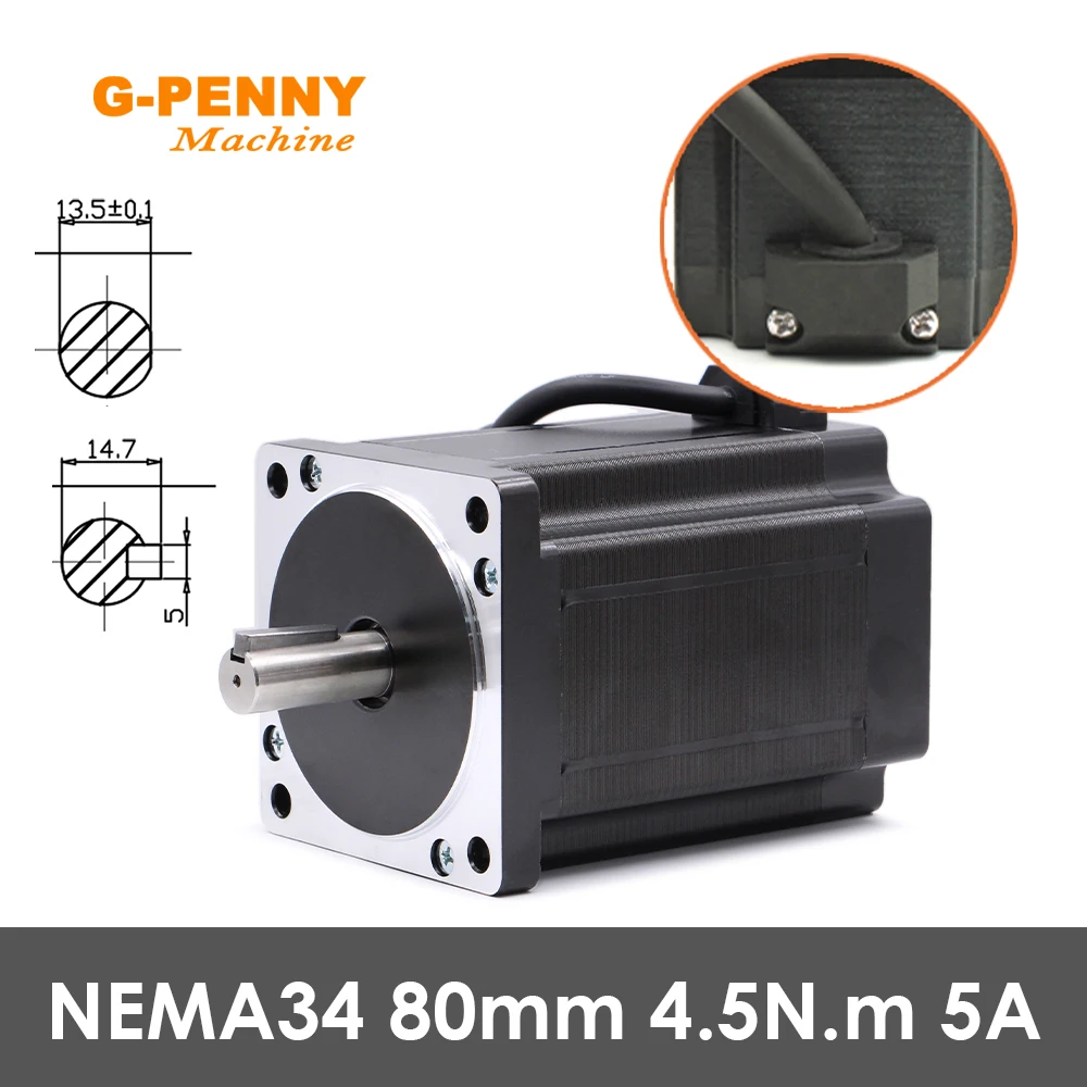 

NEMA 34 CNC stepper motor 86x118mm 8.7N.m 5A 14mm Nema34 stepper motor 1240Oz-in for CNC engraving machine and 3D printer