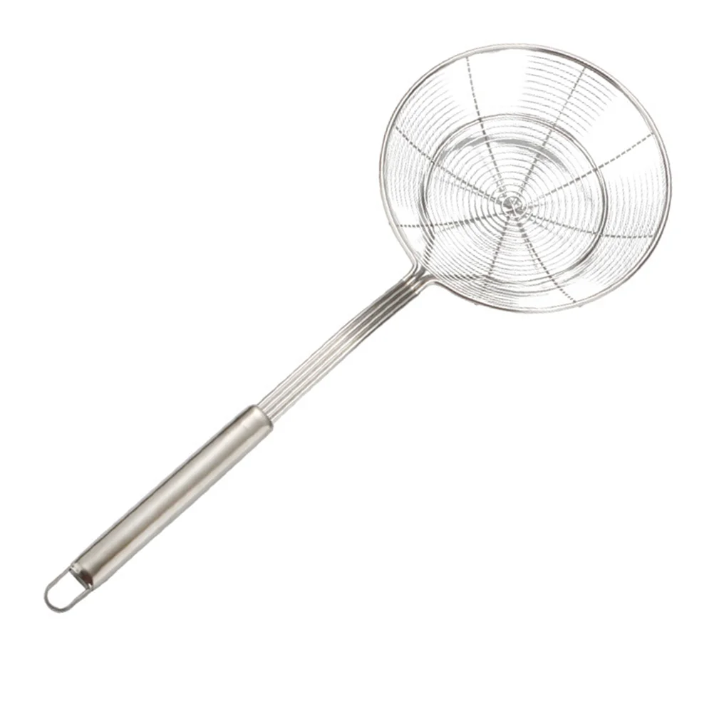 1PC Stainless Steel Wire Mesh Oil Leak Grid Double Round Hot Pot Colander Fried Noodle Scoop Separator Deep Strainers For