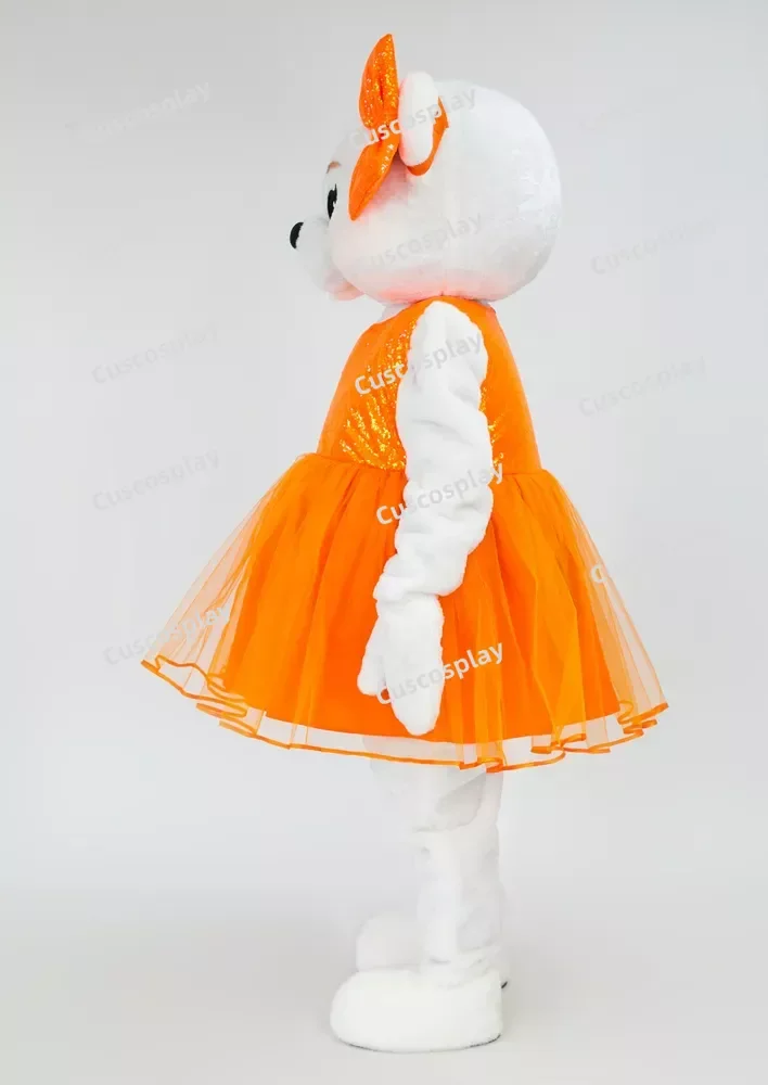 Vestito arancione orsacchiotto mascotte Costume orso bianco personaggio divertimento Parkfunfair animazione Fancy Dress Halloween Party