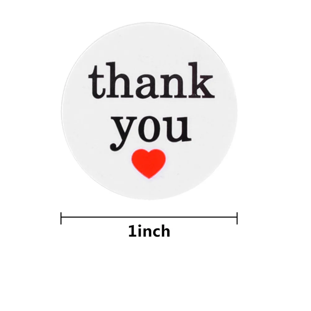 

500Pcs Round Heart Shape Self-Adhesive Thank You Stickers Roll for Candy Bags Baking Packaging Gift Wrapping Balloons Cards