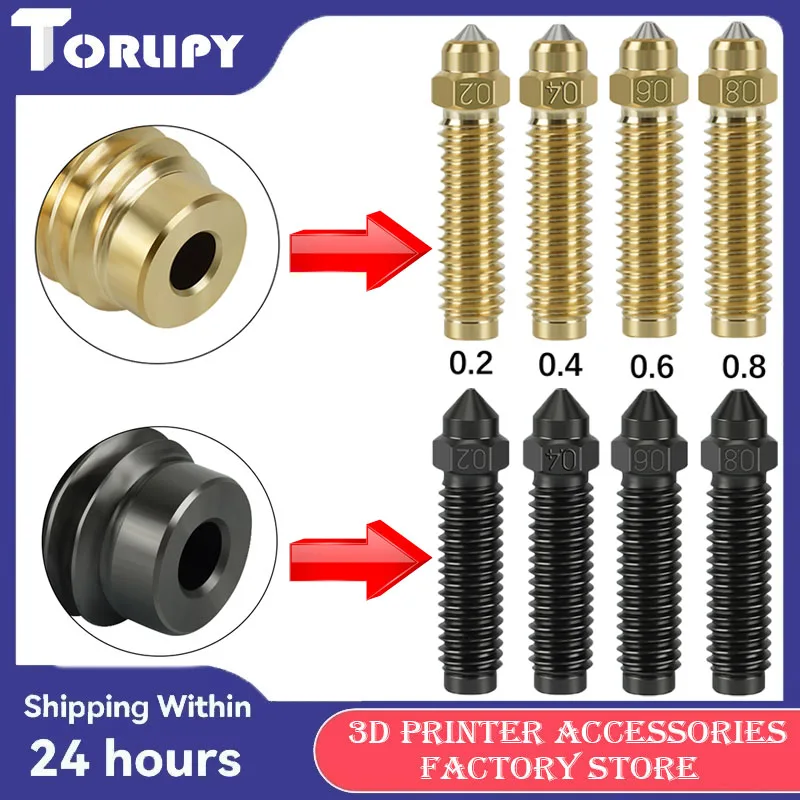 

For Elegoo Centauri Carbon Hard Steel Nozzle Brass Nozzle 0.2/0.4/0.6/0.8mm High Temp Resistant Fast Printing 3D Printer Parts