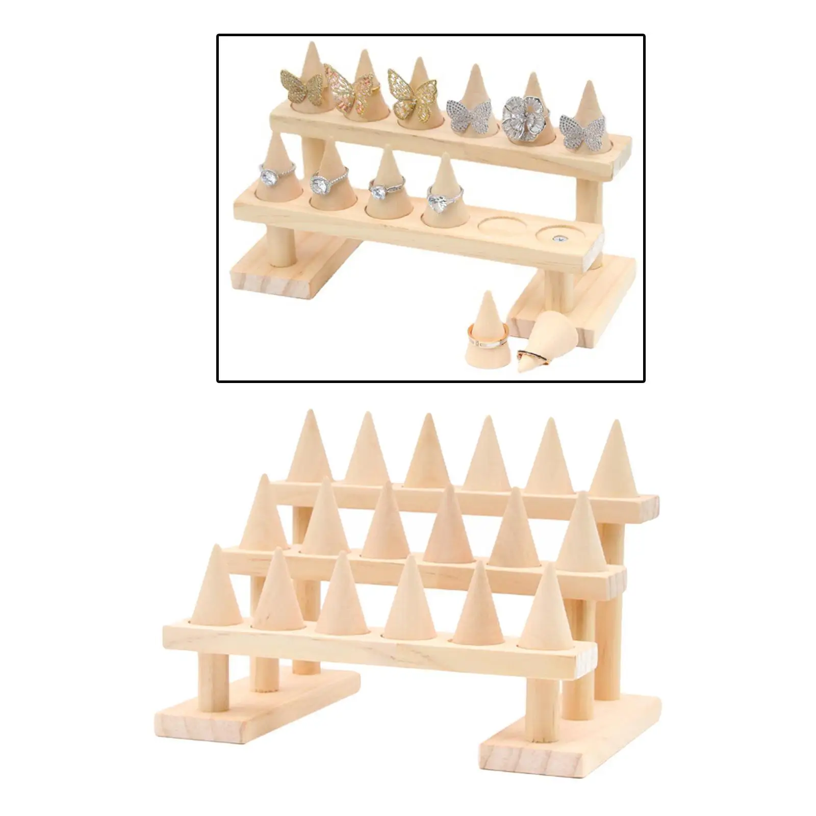 Wood Finger Ring Display for Drawer Wedding Ring Jewelry Storage