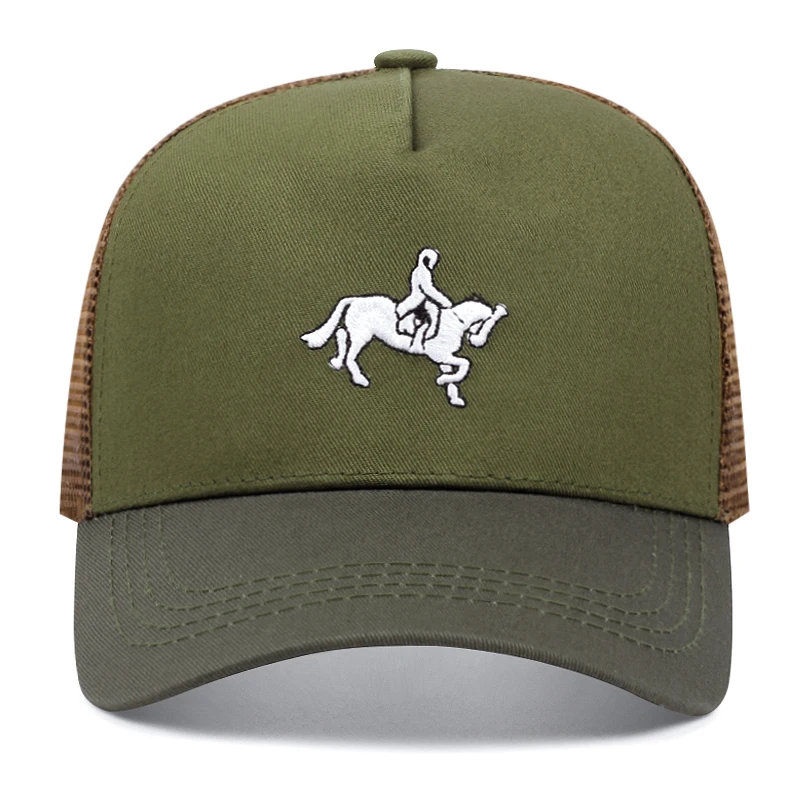 Jack Horse Riding embroidery trucker hat men women baseball caps Shade mesh hat