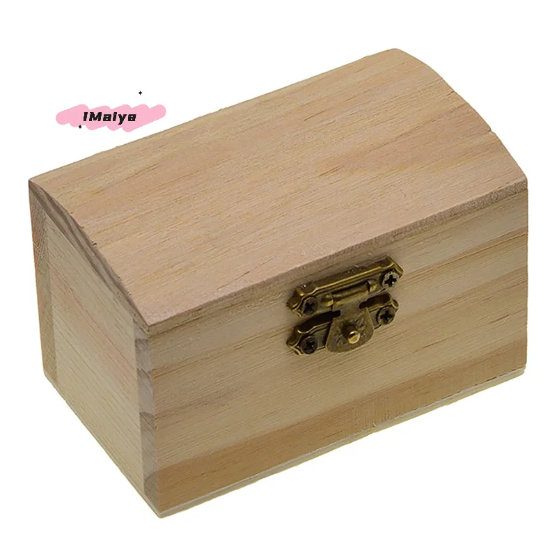 M-1PC Wooden Boxes With Lid Square Unfinished Hinged Jewellery Craft Storage Box For Home Decoration DIY Hand-Made Mother's Day