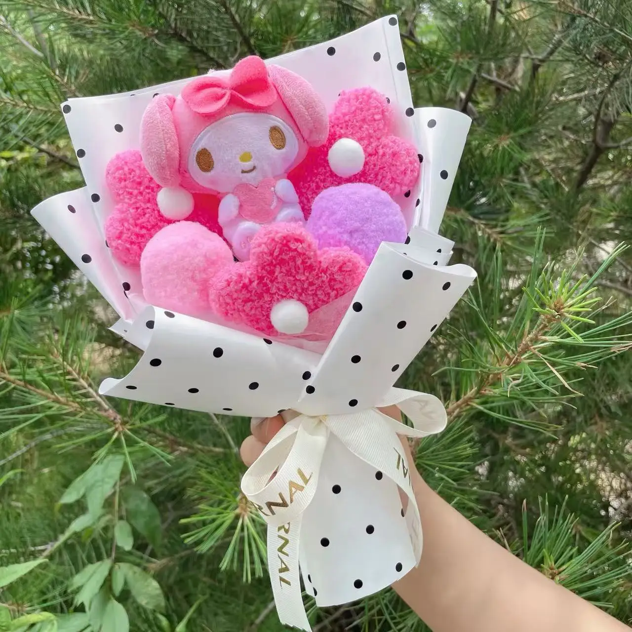 Cartoon My Melody Kuromi Cinnamoroll Kt Cat Plush Doll Creative Flower Bouquet Valentine Christmas Graduation Birthday Gift