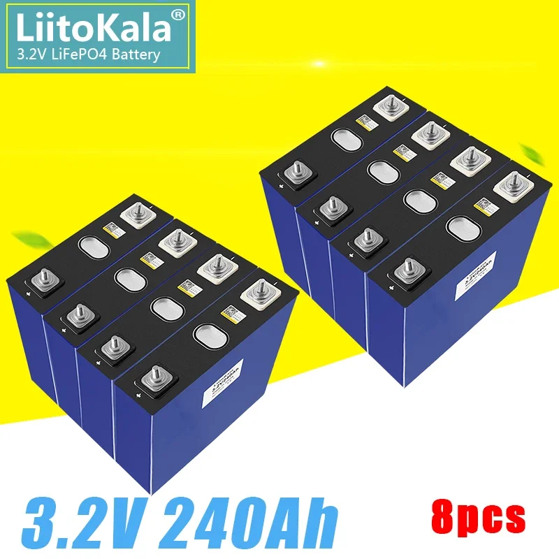 8pcs LiitoKala 3.2V LiFePO4 240Ah Lithium Iron Phosphate Cell Rechargeable Battery Suit 12V 24V 48V 230Ah EV Yacht Boat