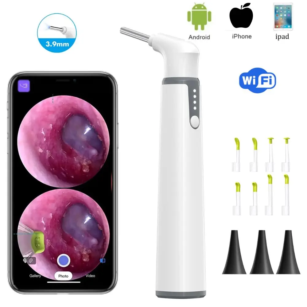 

WIFI Visual Digital Otoscope Wireless 3.9mm Ear Endoscope Camera for Iphone Android Mobile Phone HD Earwax Removal Cleaner Tool