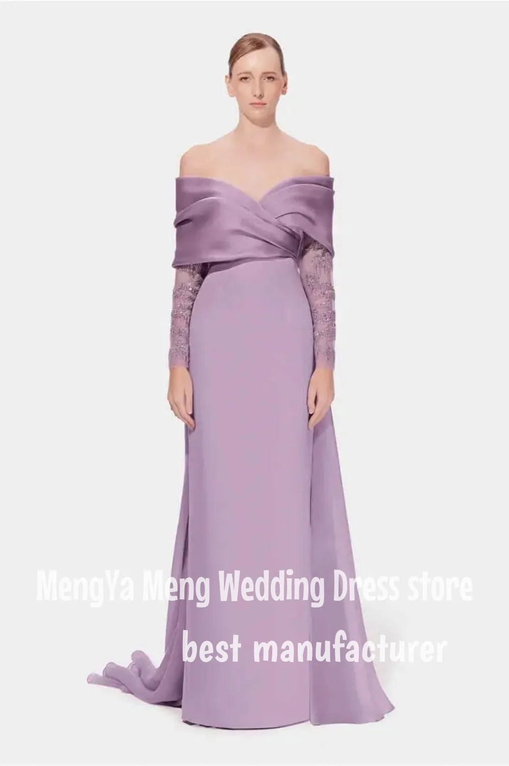 

ZHUISHU Customized Purple Off Shoulder Long Sleeves Evening Dresses Mermaid Backless Party Dresses Long vestidos de fiesta 2025