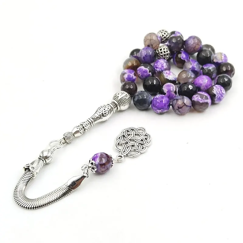 

Tasbih purple Fire Agate islamic 33 45 51 99 100 Prayer beads Arab fashion bracelet misbaha Eid gift Turkish style jewelry