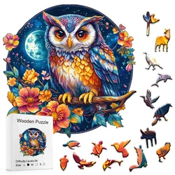 Wooden Jigsaw Puzzles-Wooden Puzzle Adult Unique Shape Advanced Yin Yang Owl Wooden Jigsaw Puzzle for Adult, Family Puzzles