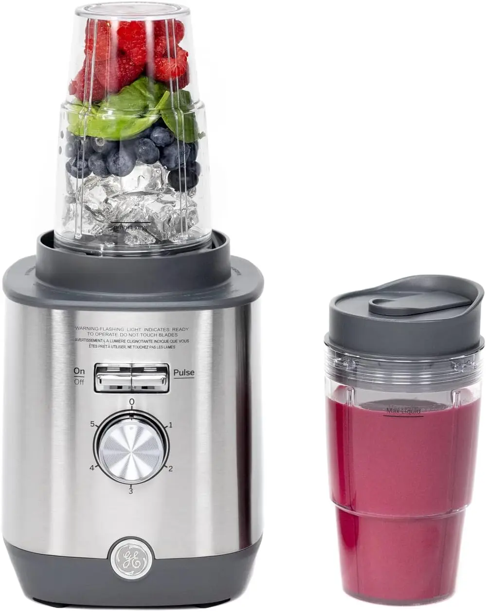 

5-Speed Blender + 2 16 Oz Cups | Kitchen Blender for Shakes, Smoothies & More | 64 Oz Jar, 8-10 Servings | Stainless Steel Blade