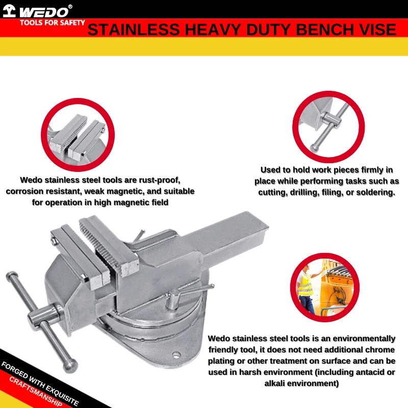 WEDO GS Certificate 304 420 Stainless Steel Heavy Duty Bench Vise