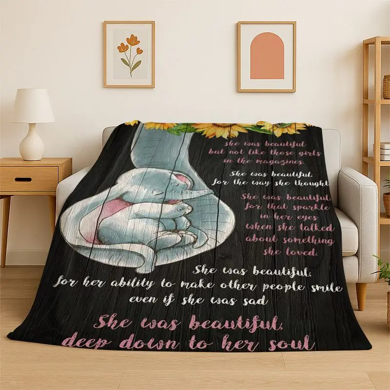 Gift Thanks To My Daughter Letter Present Flannel Blanket Soft Throw Blanket for Bedroom Living Room Bed Travel Picnic Nap Cover