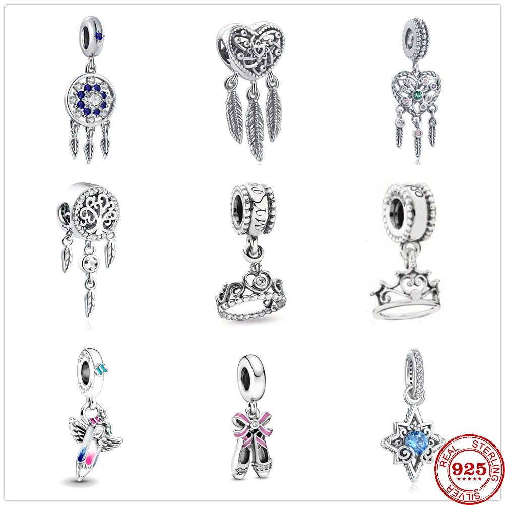 2023 New Dream Catcher Heart Crown Dance Shoes Charm Bead fit Original Pandora charms silver 925 Bracelet For Women DIY Jewelry