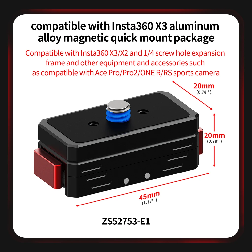 Magnetische Basis Schnellwechselhalterung Stativadapter 1/4 Schraubanschluss für Insta360 Ace Pro2 X6 X5 Osmo 360 Action-Kamera-Ständer – Detail 19