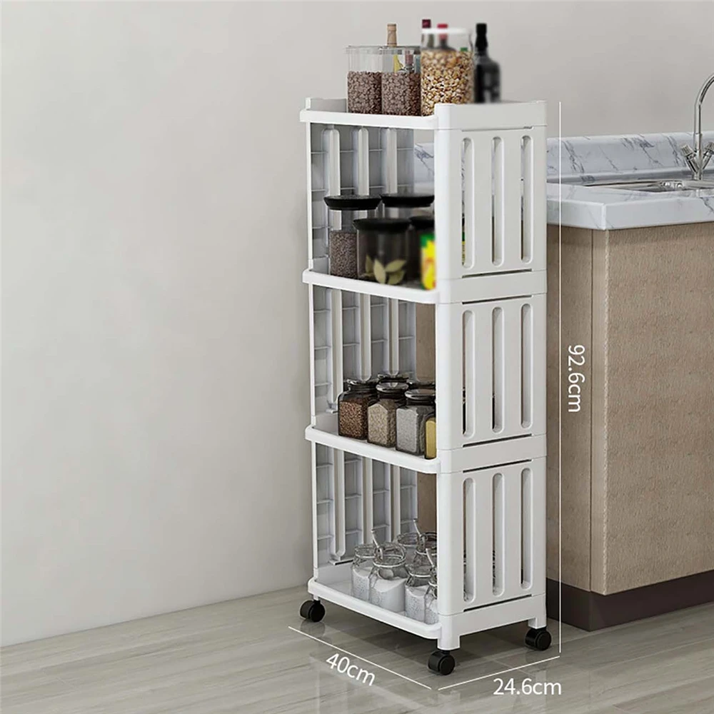 3/4 schicht Küche Lücke Lagerung Regal Gewürz Gewürze Flaschen Organizer Rack-Home Beweglichen Multilayer Kunststoff Trolley mit Rädern