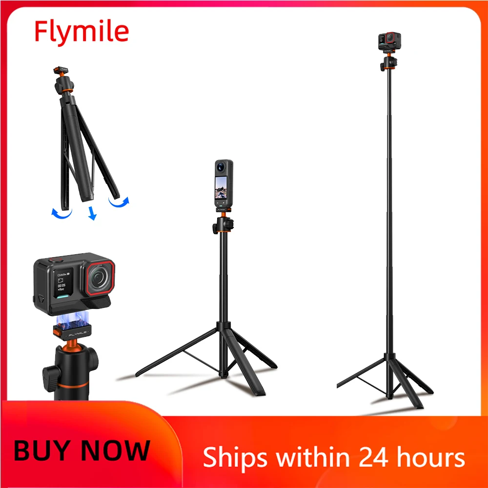 Trípode Flymile para DJI Insta360 Ace Pro 2/X5 con Base de Montaje, Trípode de Liberación Rápida de 140 CM, Palo Selfie, Accesorios de Fotografía