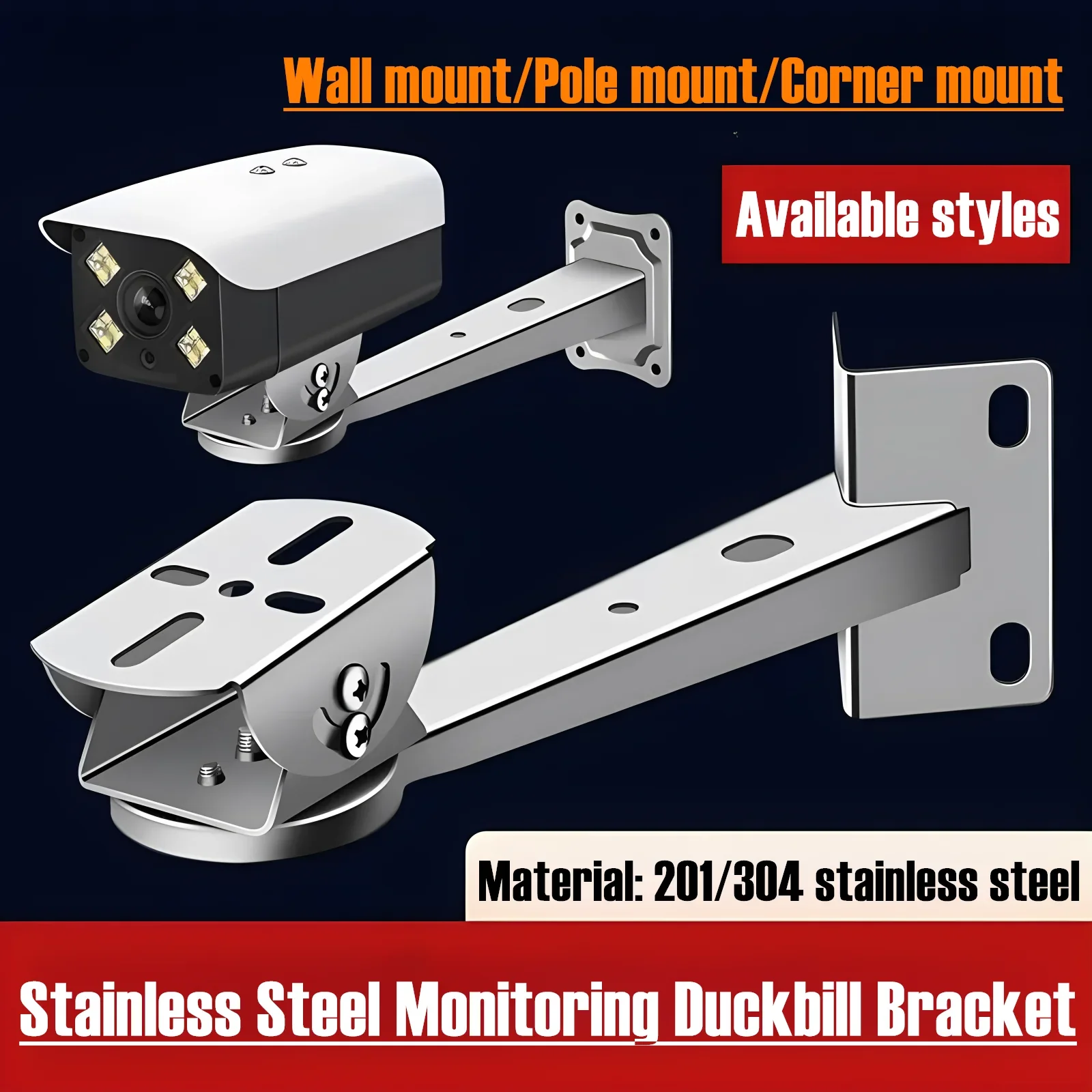 201/304 Stainless Steel Wall Ceiling Mount Bracket Corner Installation Pole Mount Holder Security CCTV Surveillance Camera Stand