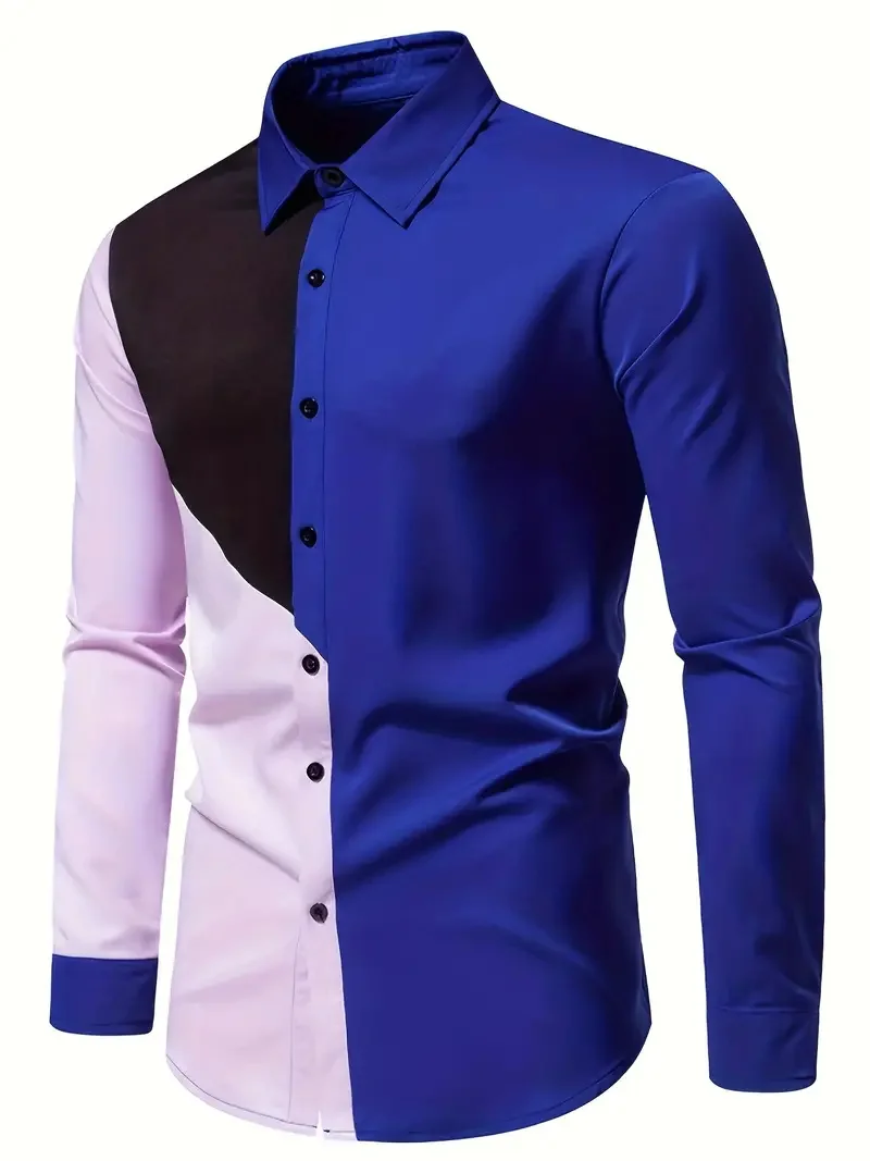 Fashionable men's casual long sleeved shirt for business travel, simple and fashionable lapel shirt, fast delivery, loose and co