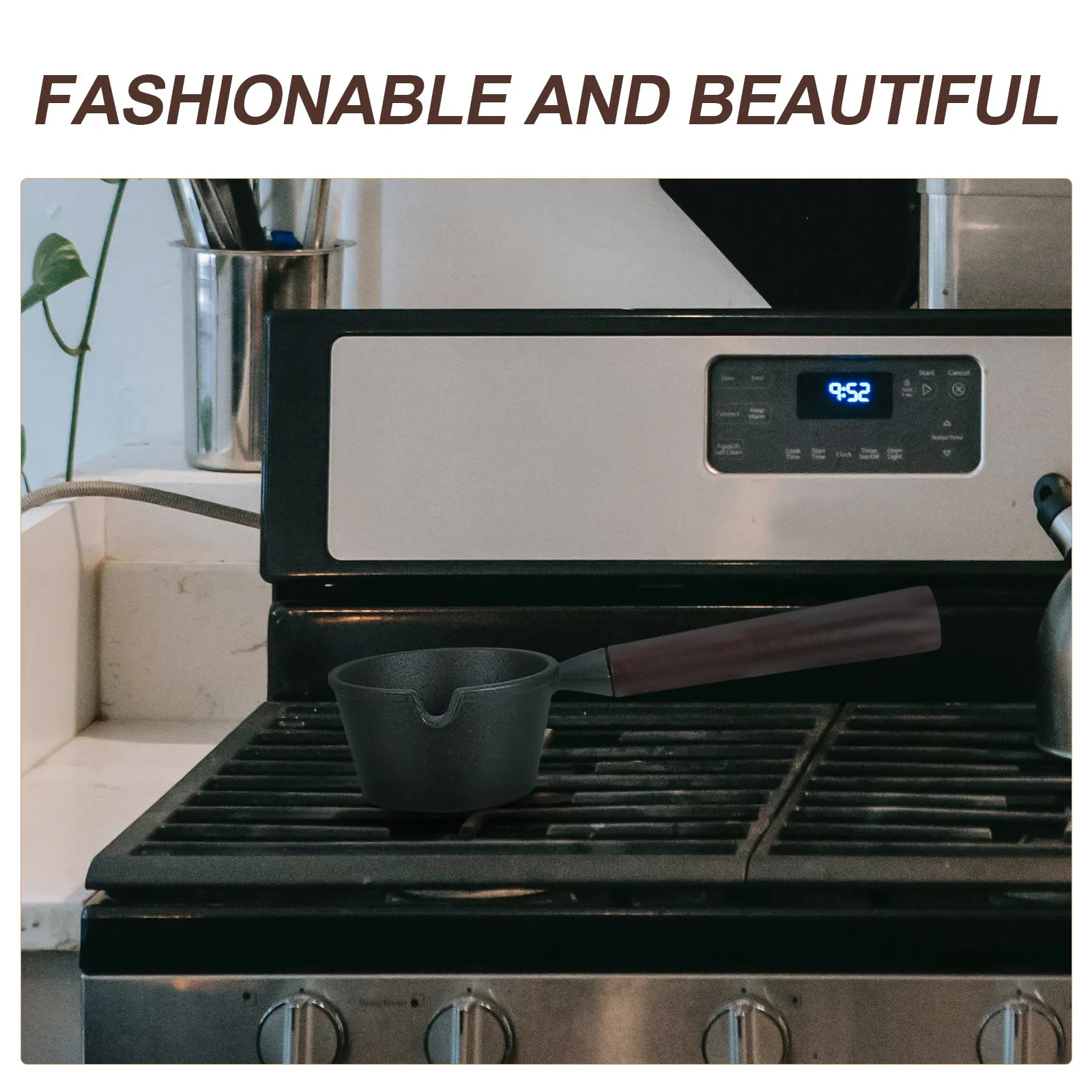 

Mini Butter Melting Pot Small Cast Iron Oil Heating Pan Milk Warmer Wood Handle Kitchen Saucepan Frying Egg Pot for Home Bakery