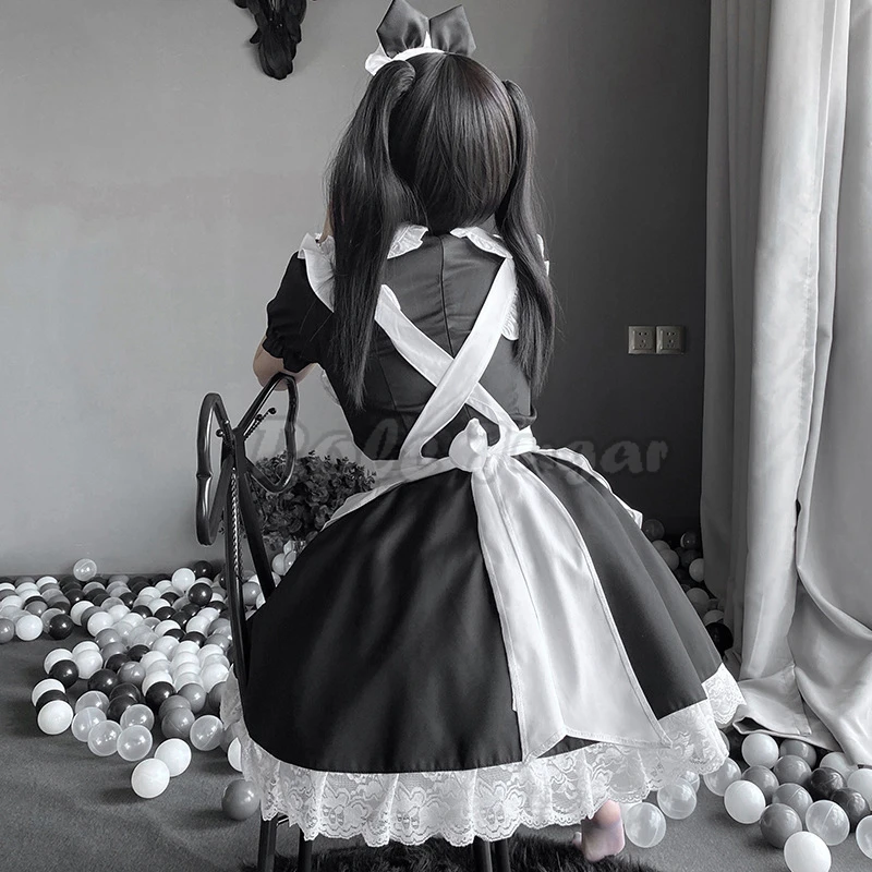 ญี่ปุ่น Kawaii ชุดแม่บ้านชุดผู้หญิง Lolita หวานฮาโลวีน Anime Cosplay เครื่องแต่งกายเซ็กซี่ชุดชั้นในลูกไม้ School Girl เครื่องแต่งกาย