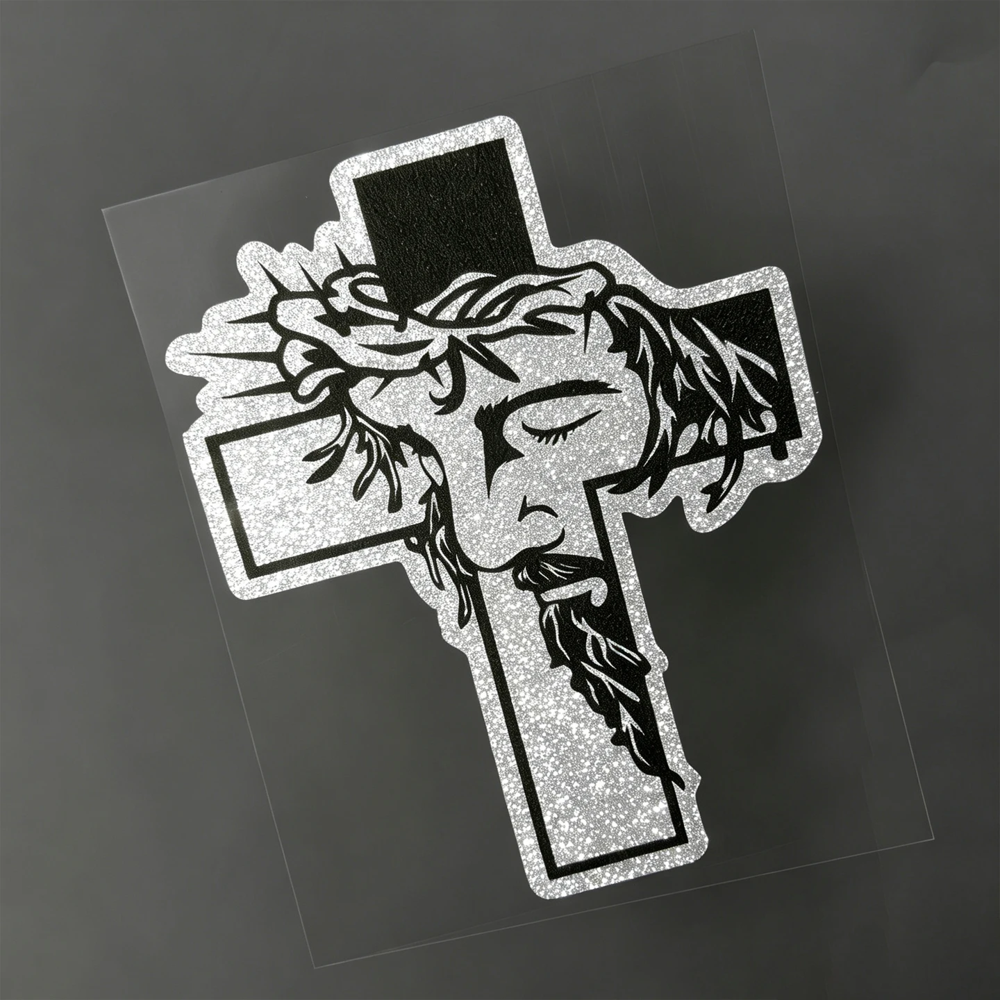 Praying Rider & Jesus Cross Glitter Sparkle Motorcycle Stickers Moto Scooter Body Fuel Tank Top Case Vinyl Decals Accessories