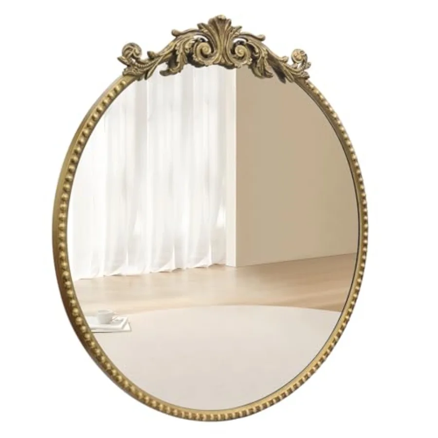 

Round Mirror 24''Baroque Style Circle Mirror Metal Frame Wall Mirrors for Vanity Bathroom or Bedroom