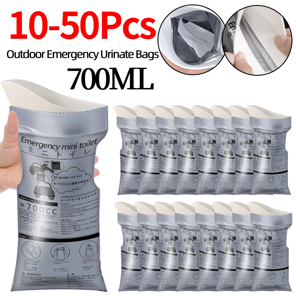 

10-50 шт., уличные аварийные мешки для мочи, портативный мешок для мочи, дорожный мини-мобильный туалет, 700 мл, одноразовый мешок для рвоты для женщин и мужчин