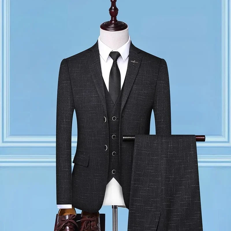 (037) New Men's Spring and Autumn Men's Casual Suit Korean Slim Fit Three-piece Suit