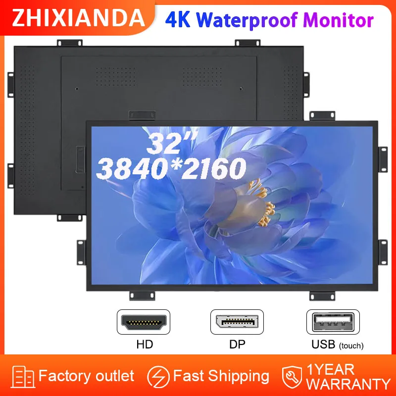 

OEM ODM High Resolution 3840*2160 4K Monitor 32 inch Open Frame Monitor LCD Touch Screen Display for Industry with HD DP Inport