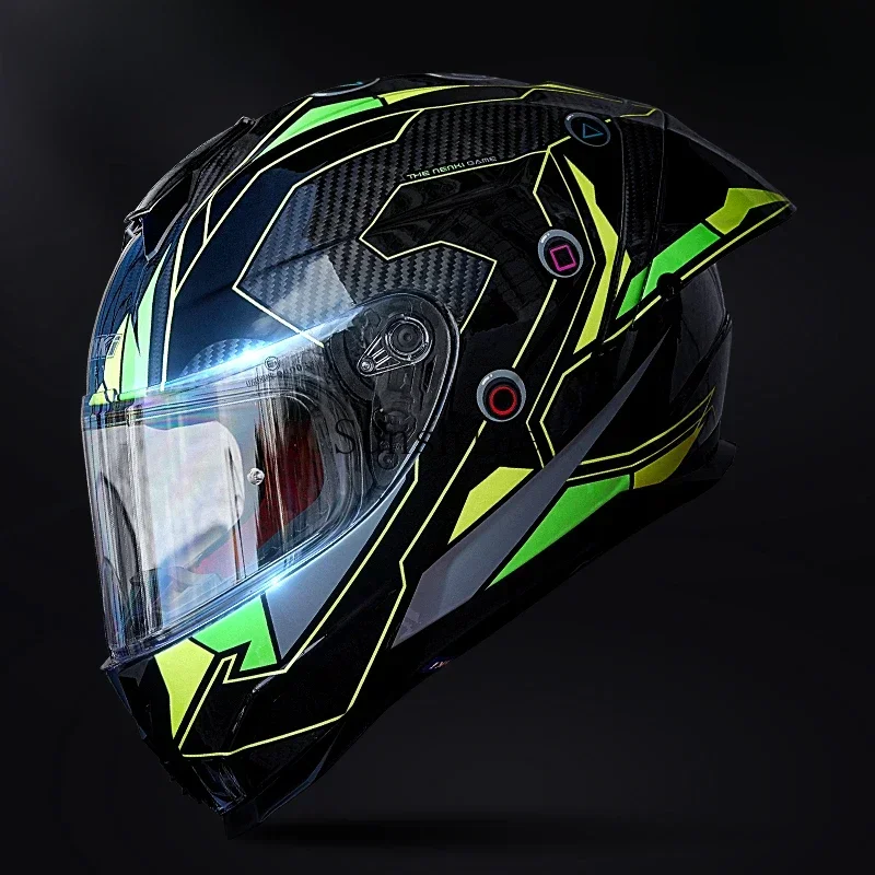 

Motorcycle carbon fiber helmet big tail locomotive full helmet men's and women's cycling helmet