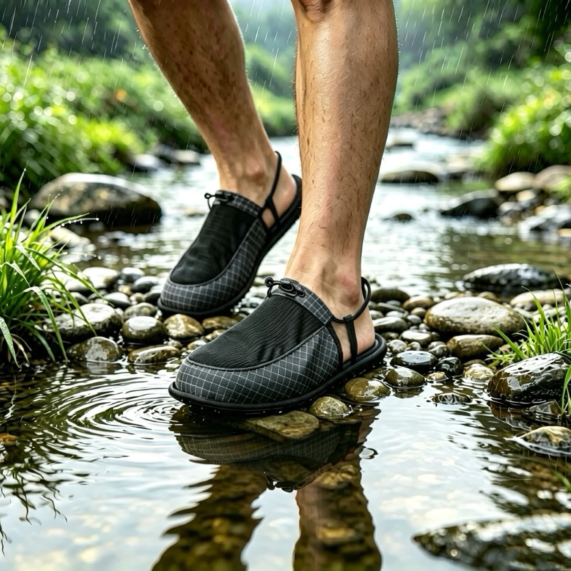 Image of Faltbare, schnelltrocknende Wassersandalen, rutschfeste Barfuß-Watsschuhe, leichte Reise-, Strand-, Camping-, Hotel-, tragbare Outdoor-Sandalen