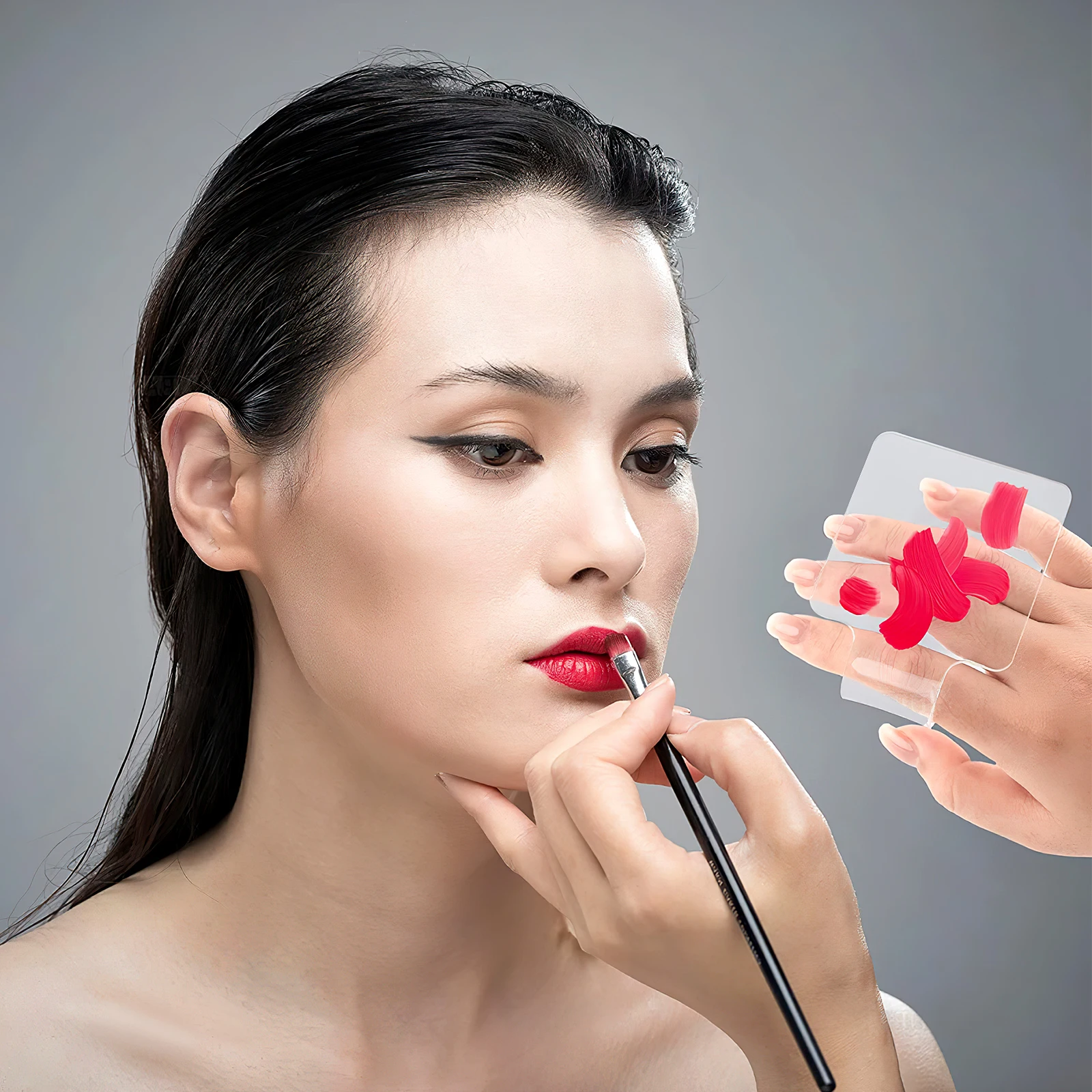 Miscelazione del trucco Tavolozza di miscelazione del trucco Scheda acrilica portatile Fondamenti Creme Liquidi Spatola in acciaio Vassoio per artista