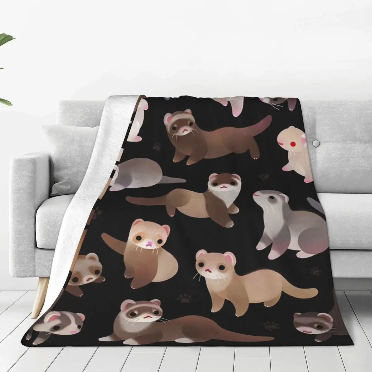 Ferret Blankets Flannel Multi-function Sofa Throw Blankets For Couch Bedding Office Throws Bedspread Quilt