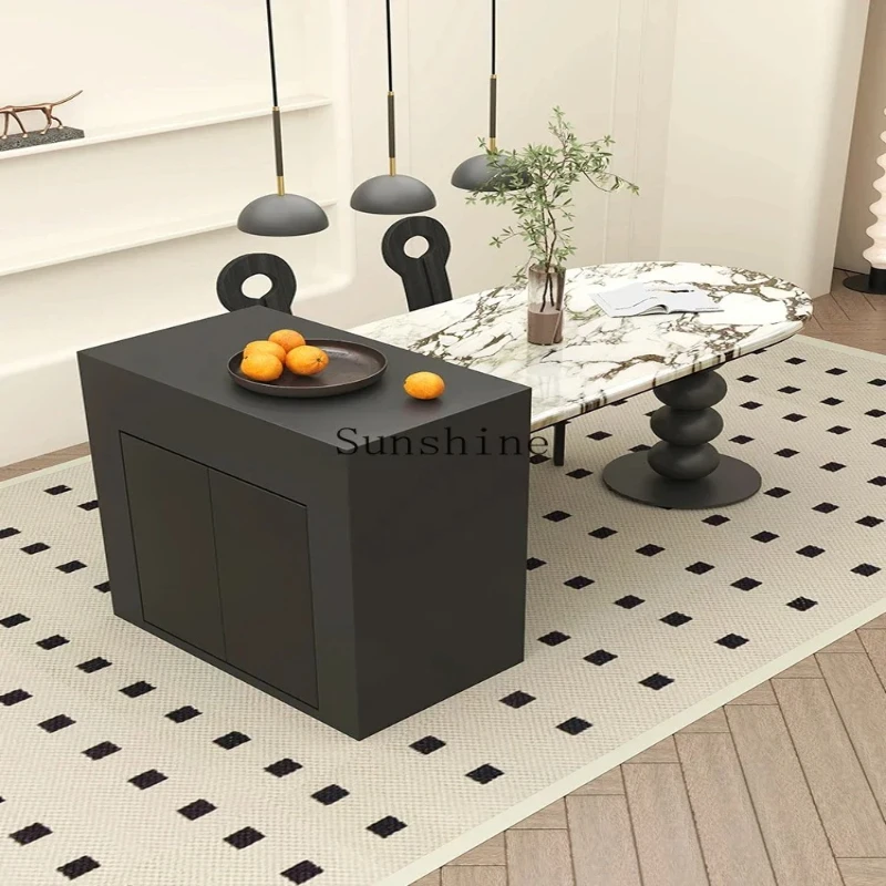 

French retro marble island telescopic integrated household light luxury cream style table