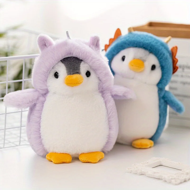 

Cute Transforming Penguin Plush Toy in Dinosaur Costume, 7.87 Inches Soft Stuffed Animal, Home Decor Accent, Gift for Friends