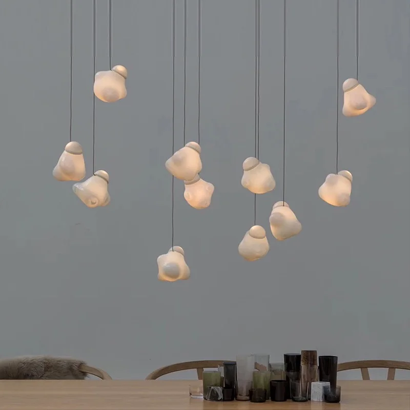 

Minimalist Black/White Glass Chandelier - Dimmable Ceiling Pendant Lamp for Hotel, Villa - Modern Luster Light Fixture