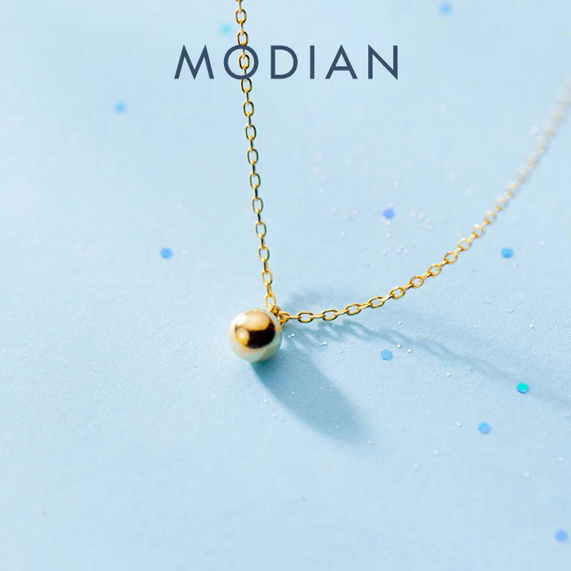 

Modian 2025 New Sterling Silver 925 Chain Necklaces for Women Small Beads Gold Color Necklace Female Gifts Jewelry Accessories