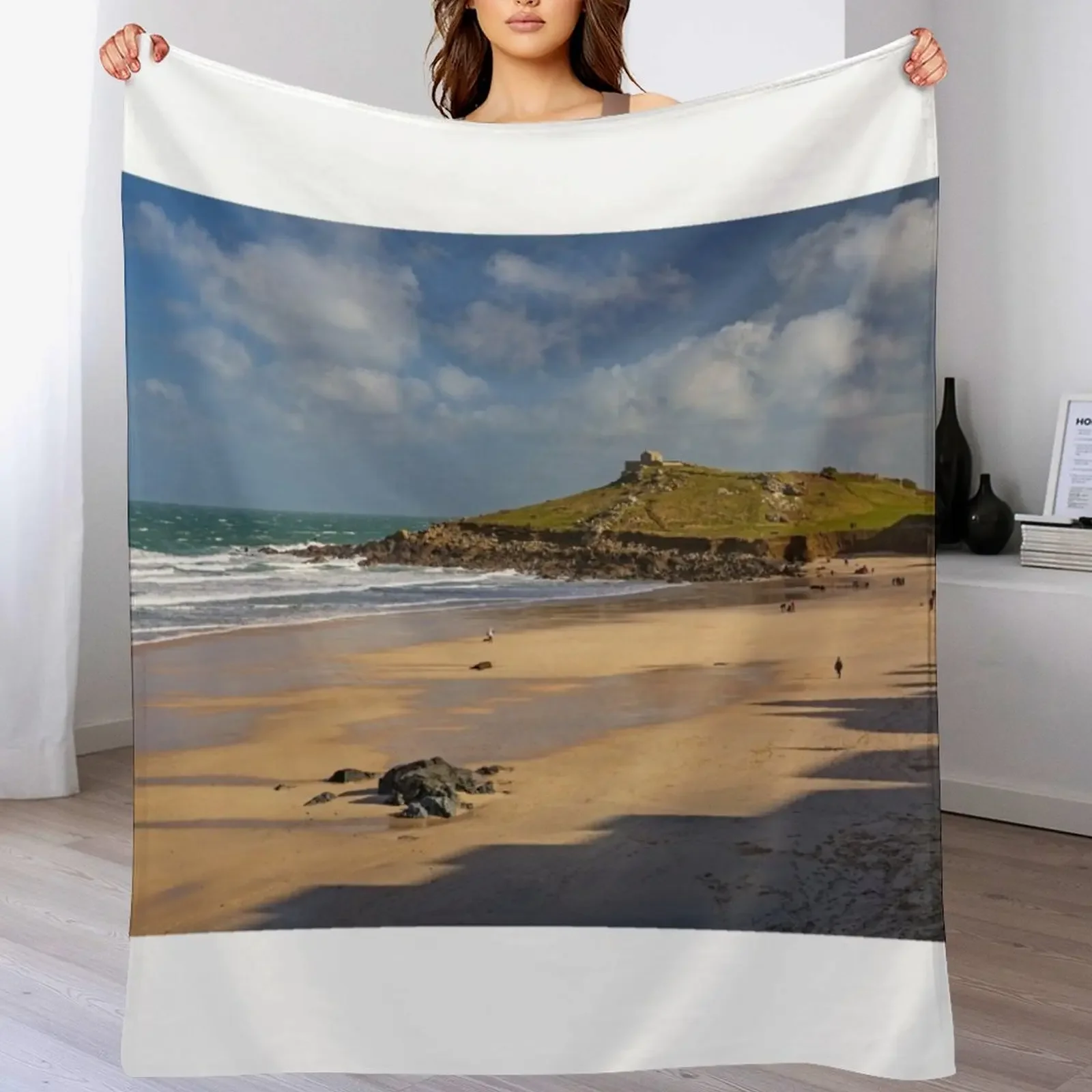 

Porthmeor Beach, St Ives, Cornwall Throw Blanket halloween Polar Blankets