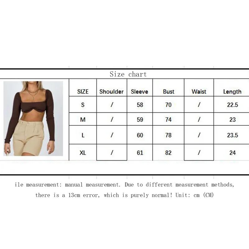 WPNAKS y2k Tops Woman Clothing Sexy T-shirts Crop Tops Spring Autumn Clothes Solid Color Slim Long Sleeve Tees Club Streetwear