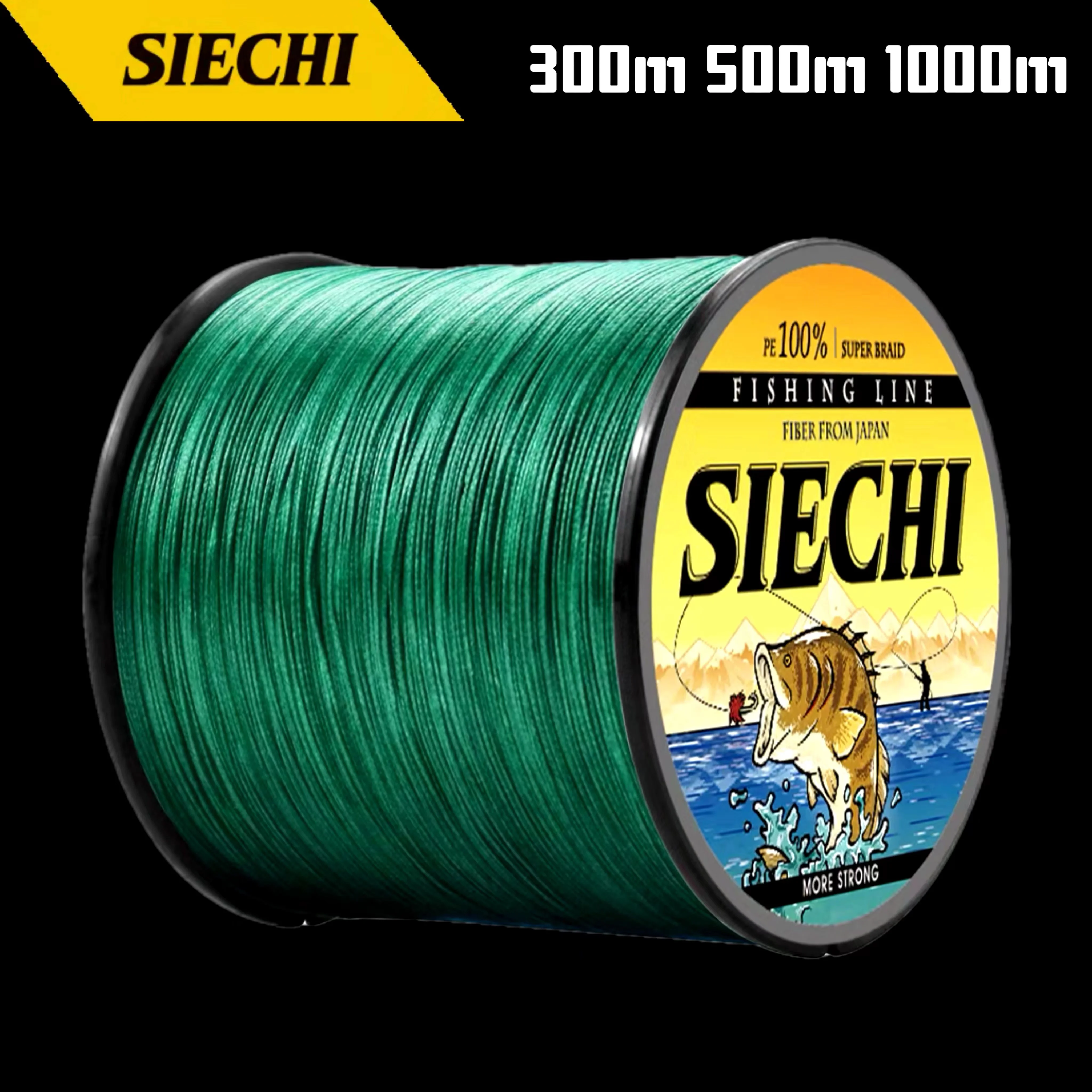 Linha de pesca trançada SIECHI, fio PE multifilamento, tecelagem de água salgada do mar, pesca extrema, 4X, 4 vertentes, 300m, 500m, 1000m, Japão