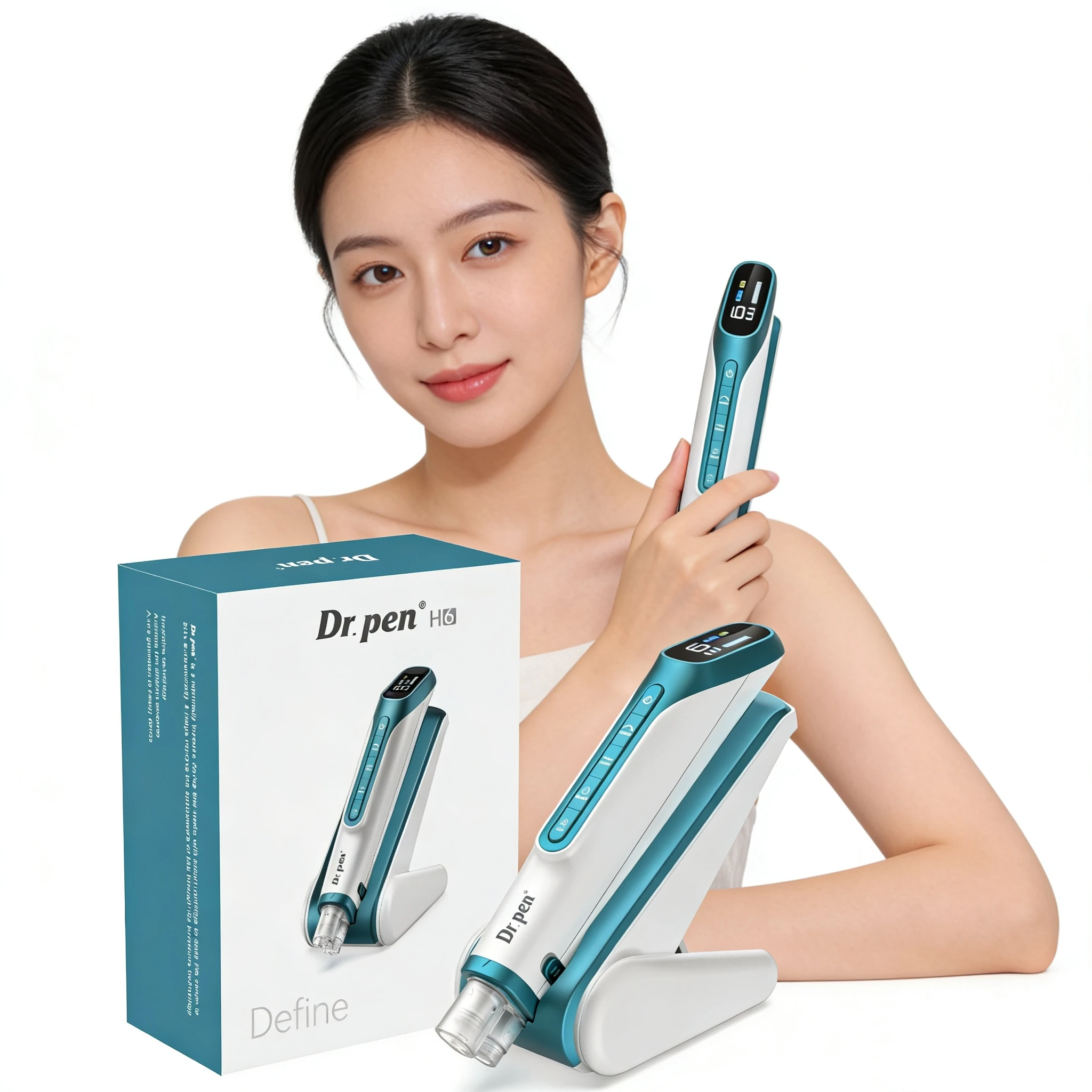 Dr. Caneta H6 Derma Pen Avançada com Infusão de Sérum e Terapia de Luz